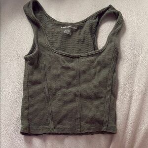 American Eagle Outfitters Green Ribbed Crop Tank Top NEVER WORN SIZE M